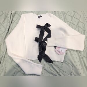 Forever 21 Cream Sweater with Black Ribbon Detail